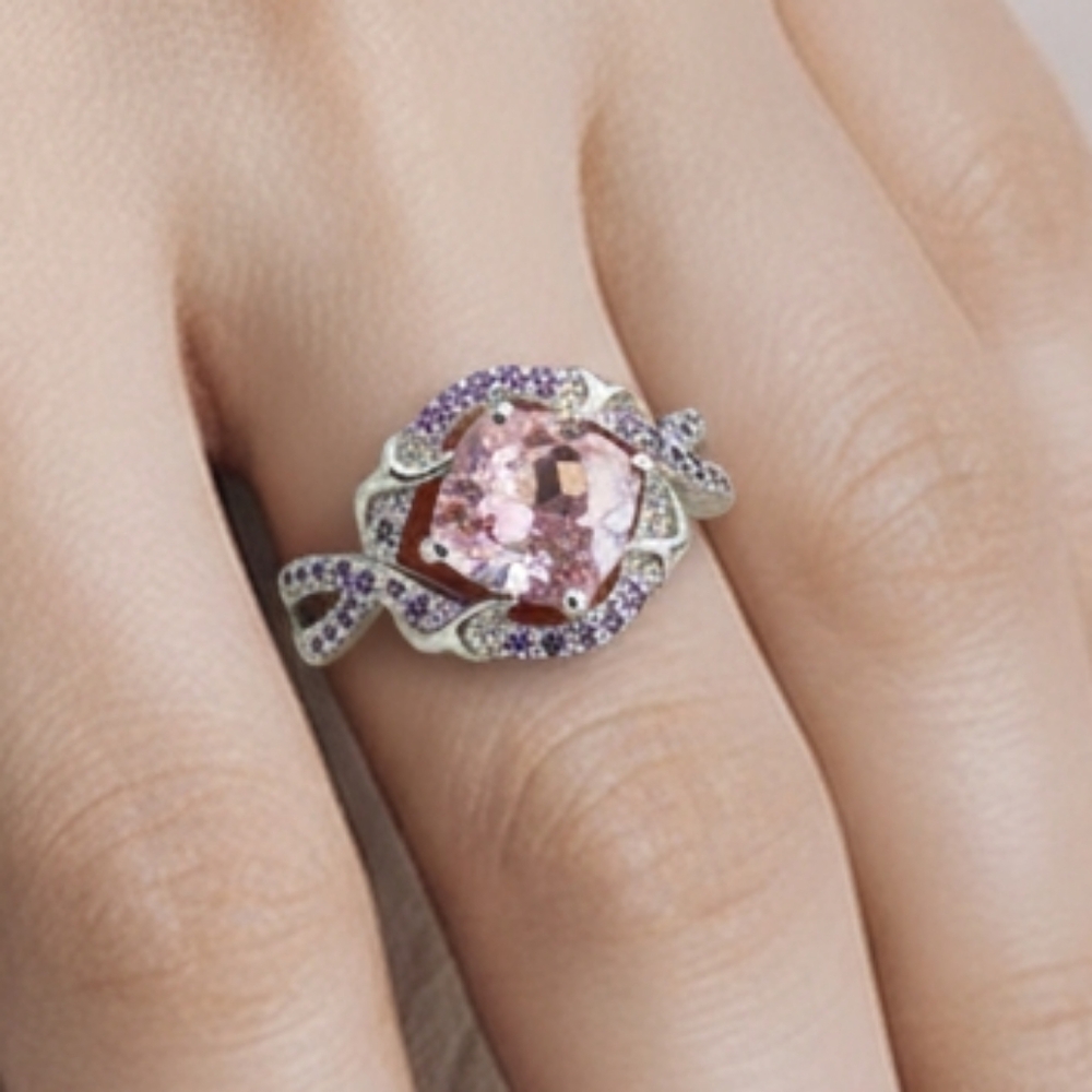 Elegant Pink and Purple Gemstone Ring